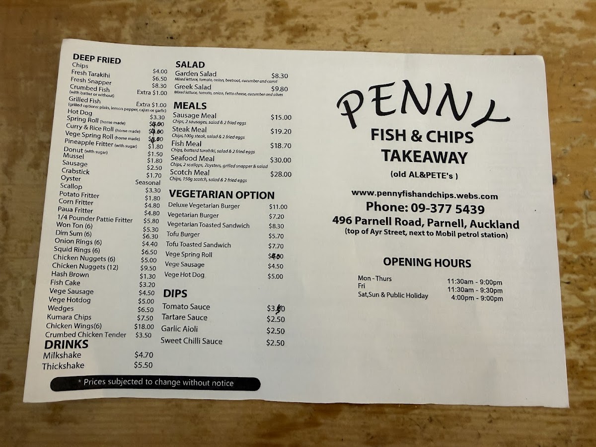 Menu Penny-1